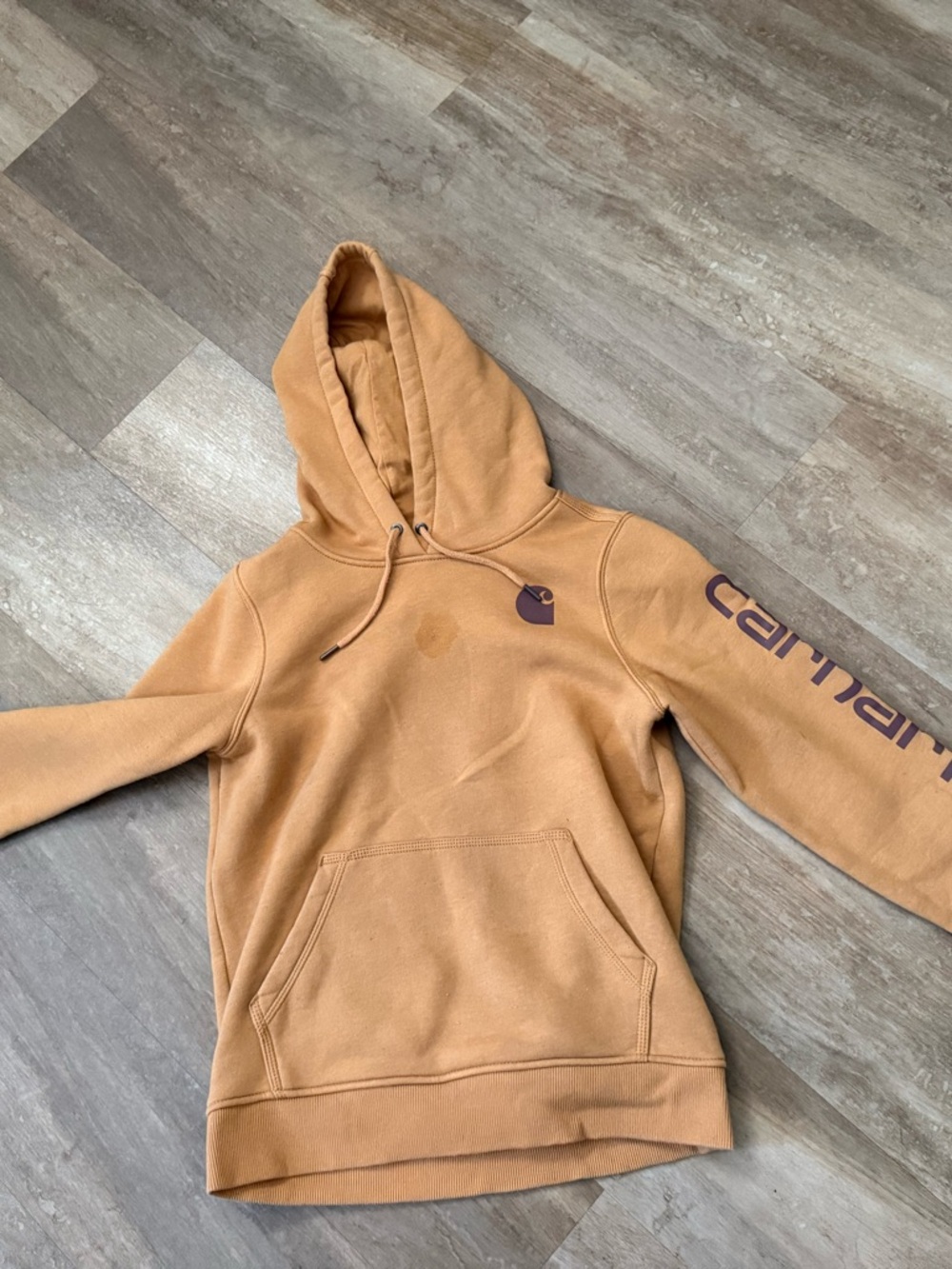 Carhartt Womens Pullover Hoodie in Carhartt Brown with Dark Logo